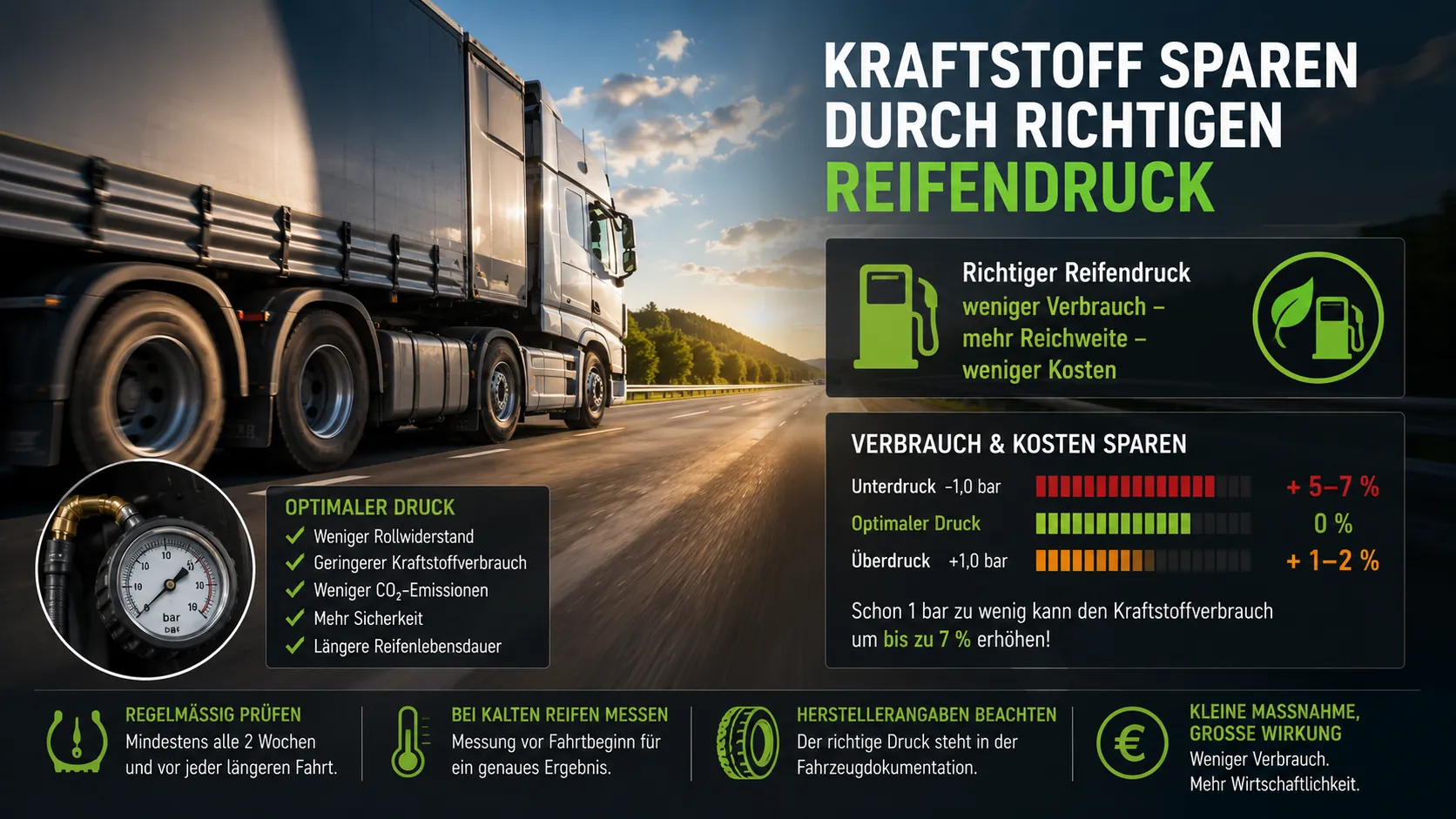 Read more about the article Kraftstoff sparen durch richtigen Reifendruck